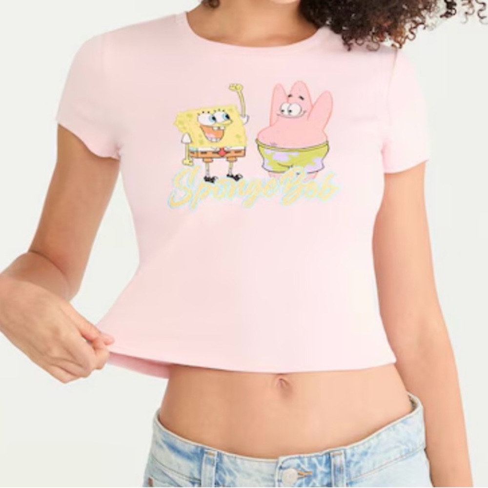 Aeropostale Light Pink SpongeBob & Patrick Graphic Tee